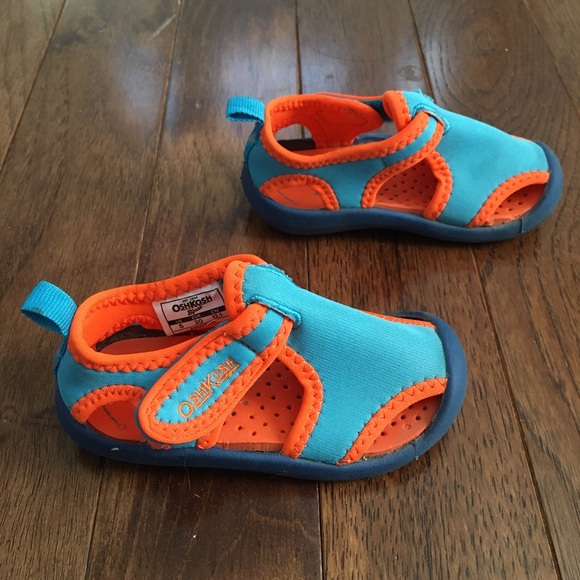 Oshkosh B’gosh Bright Blue Aqua Orange Toddler Water Shoes Sandals Size 5 - Picture 3 of 9